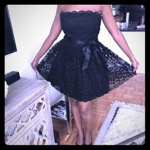 Flirty black lace cocktail dress